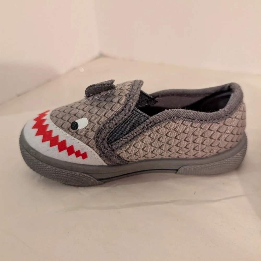 Carter's Toddler Boy Gray Shark Slip-On Sneakers in Size 7